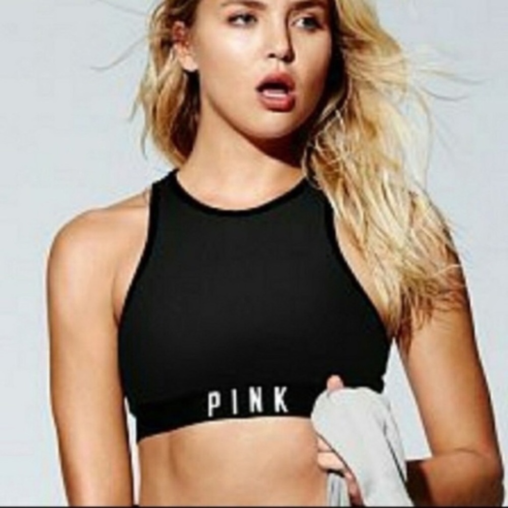 Victoria's Secret Pink High Neck Bralette Black Size Small